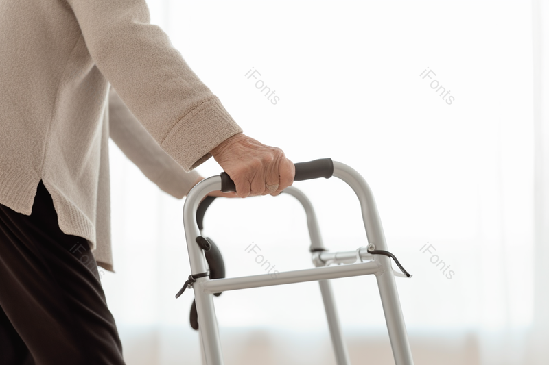 年过半百的老人用手扶着器械做康复训练特写摄影背景,高清,摄影图,摄影图片,图片大全,摄影图免费下载